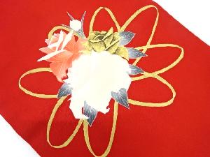 アンティーク　塩瀬金彩手描き薔薇模様名古屋帯